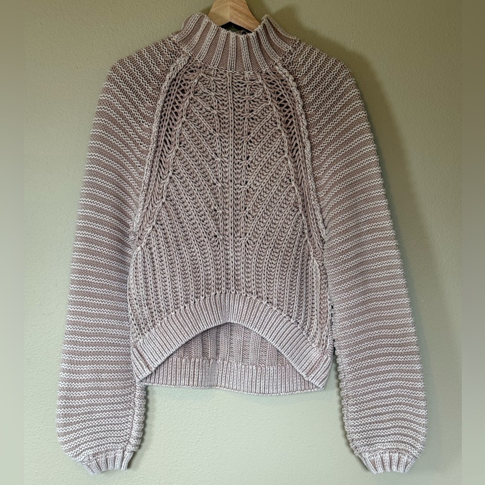 Free People Sweetheart Mock neck Chunky Knit Sweater in Tan Size XS - Picture 2 of 10